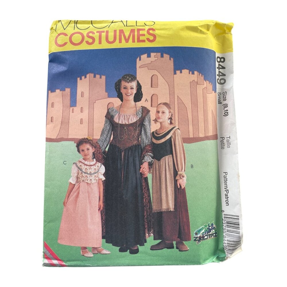 90s McCalls 8449 Medieval Costume Sewing Pattern Size Small 8-10 Vintage UNCUT